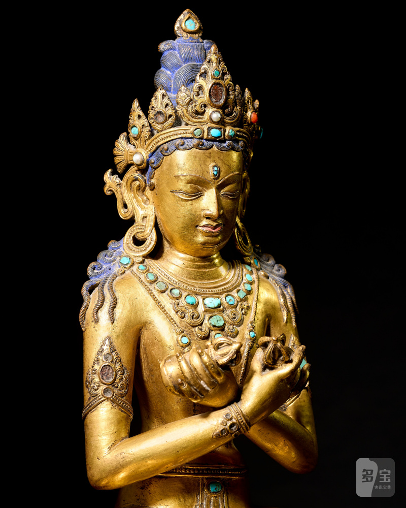 STATUE DE VAJRADHARA EN ALLIAGE DE CUIVRE DORÉ  TIBET, XIVE SIÈCLE - 图5